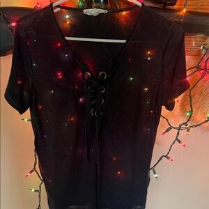 Black Lace-Up Women’s Top